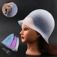 thumbnail image 4 of Reusable Silicone Dye Hat Cap For Hair Color Highlighting Hairdressing With Needle New, 4 of 10