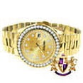 thumbnail image 3 of Mens Full Solid stainless Steel Solitaire 18K Yellow Gold Finish Simulated Diamond 41mm Watch, 3 of 6