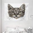 thumbnail image 1 of Animal Decor Tapestry, Cute Little Chubby Cat Head Looking Innocently with Long Whiskers Sketchy Like Art, Wall Hanging for Bedroom Living Room Dorm Decor, 80W X 60L Inches, Grey, by Ambesonne, 1 of 2