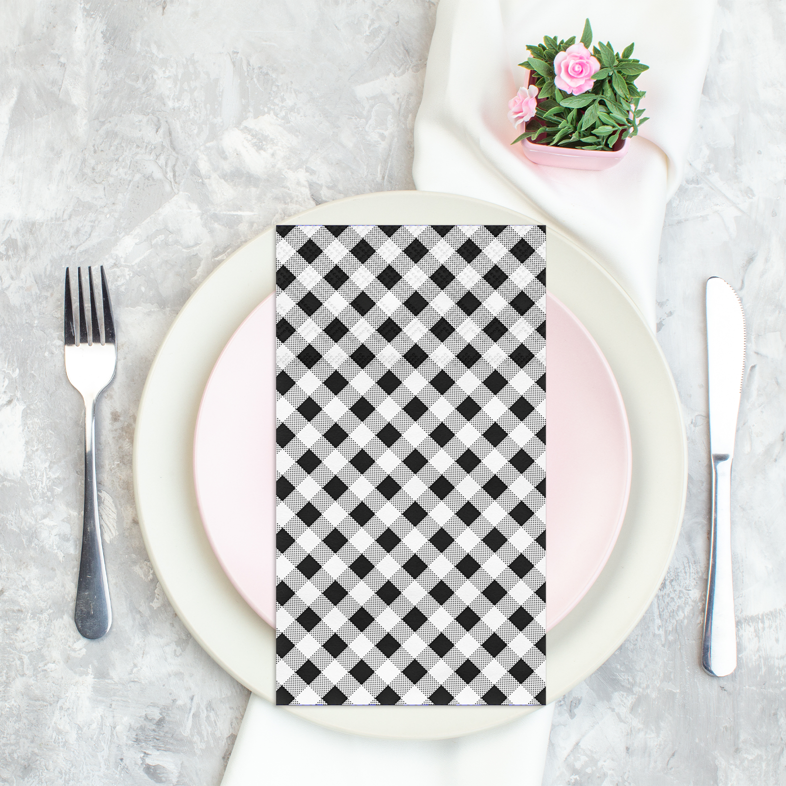 DYLIVeS 50 Count Gingham Guest Napkins 3 Ply Disposable Paper Dinner Hand Napkin for Bathroom Powder Room Holiday Wedding Birthday Party Bridaland Baby Shower Decorative Towels - image 3 of 7