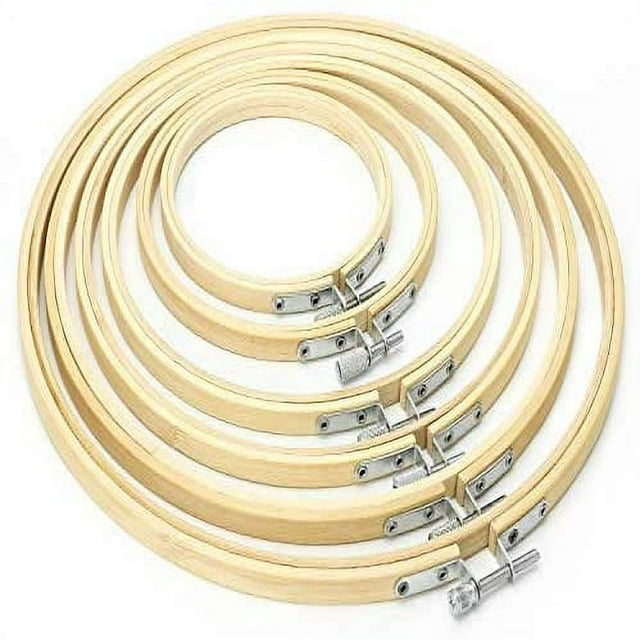 HLONK 6 Pack Embroidery Hoops Bamboo Circle Frame for Crafts Set Cross Stitch Sewing Hoop Rings (4in to 10in)