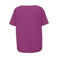 thumbnail image 5 of Lenpel Women's Plus Size Tops Short Sleeve Boat Neck Side Split High Low Cotton Linen T-Shirts Casual Loose Blouses, 5 of 7