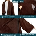 thumbnail image 3 of PAVILIA Brown Fleece Wearable Blanket with Sleeves for Adults Women Men, Soft Warm Full Body Wrap Throw, Sweatshirt Pocket, Cozy Pullover Robe Blanket with Arm, Gifts for Christmas Mom Wife, 3 of 9