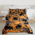 thumbnail image 2 of Feelyou Pixelated Blocks Miners Full Size Comforter Sets, Orange Square Bedding Sets, 3pcs, 2 of 8