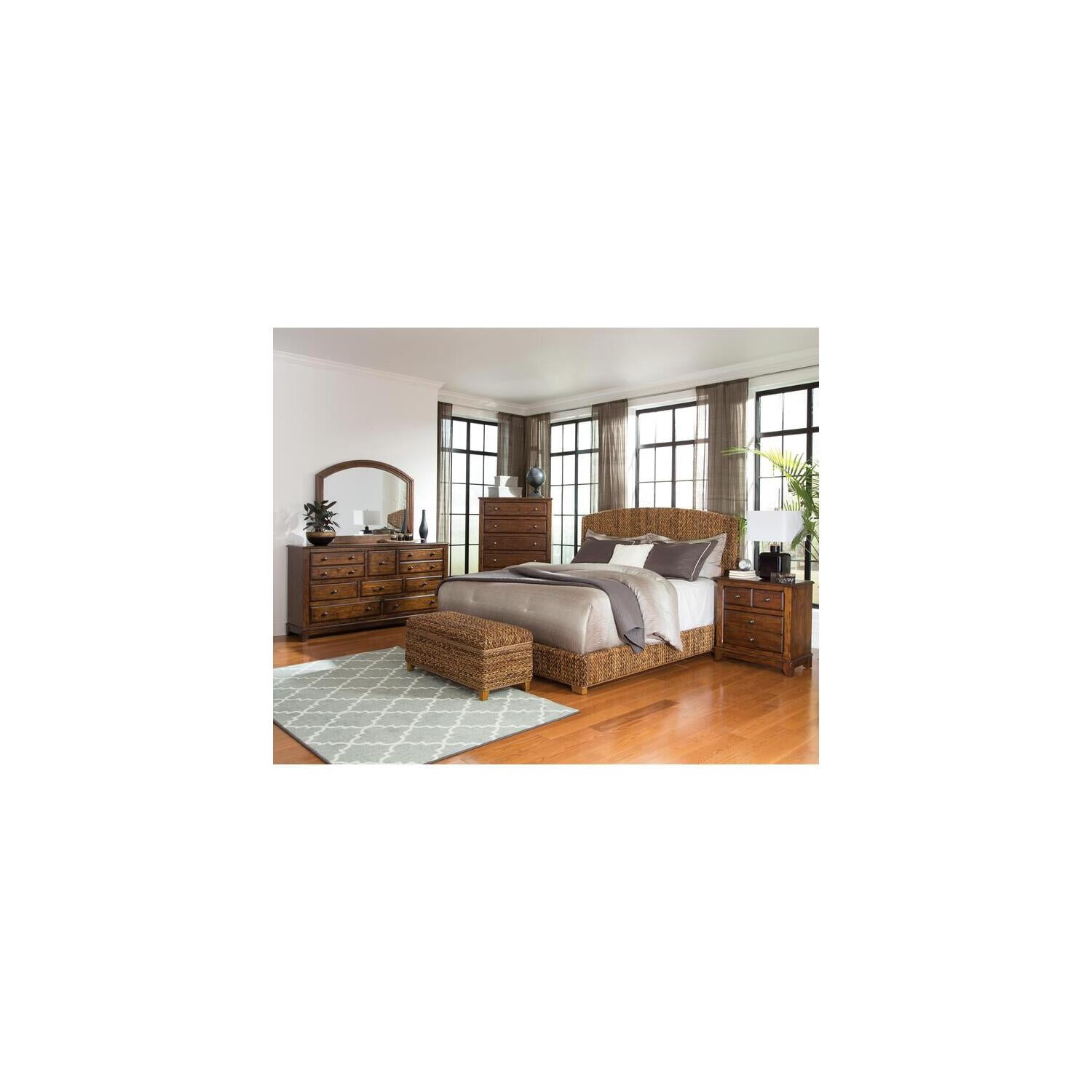 Queen Size Bed Frame Woven Banana Leaf Bed Rustic Bed Frame Bedroom Furniture