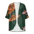 thumbnail image 5 of Xixinqiwan Women Chiffon Floral Printed Cardigan Half Sleeve Open Front Kimono Robe Tops Summer Beach Bikini Cover up Blouse, 5 of 5
