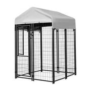 KennelMaster Welded Wire Dog Kennel, Indoor & Outdoor Use, Waterproof Cover Included, Black, 4 ft x 4 ft x 6ft