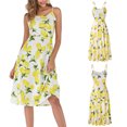 thumbnail image 2 of Robes d'Été pour les Femmes 2022 Femmes Impression de Citron Sans Manches Casual O-Cou Robe d'Été, 2 of 8