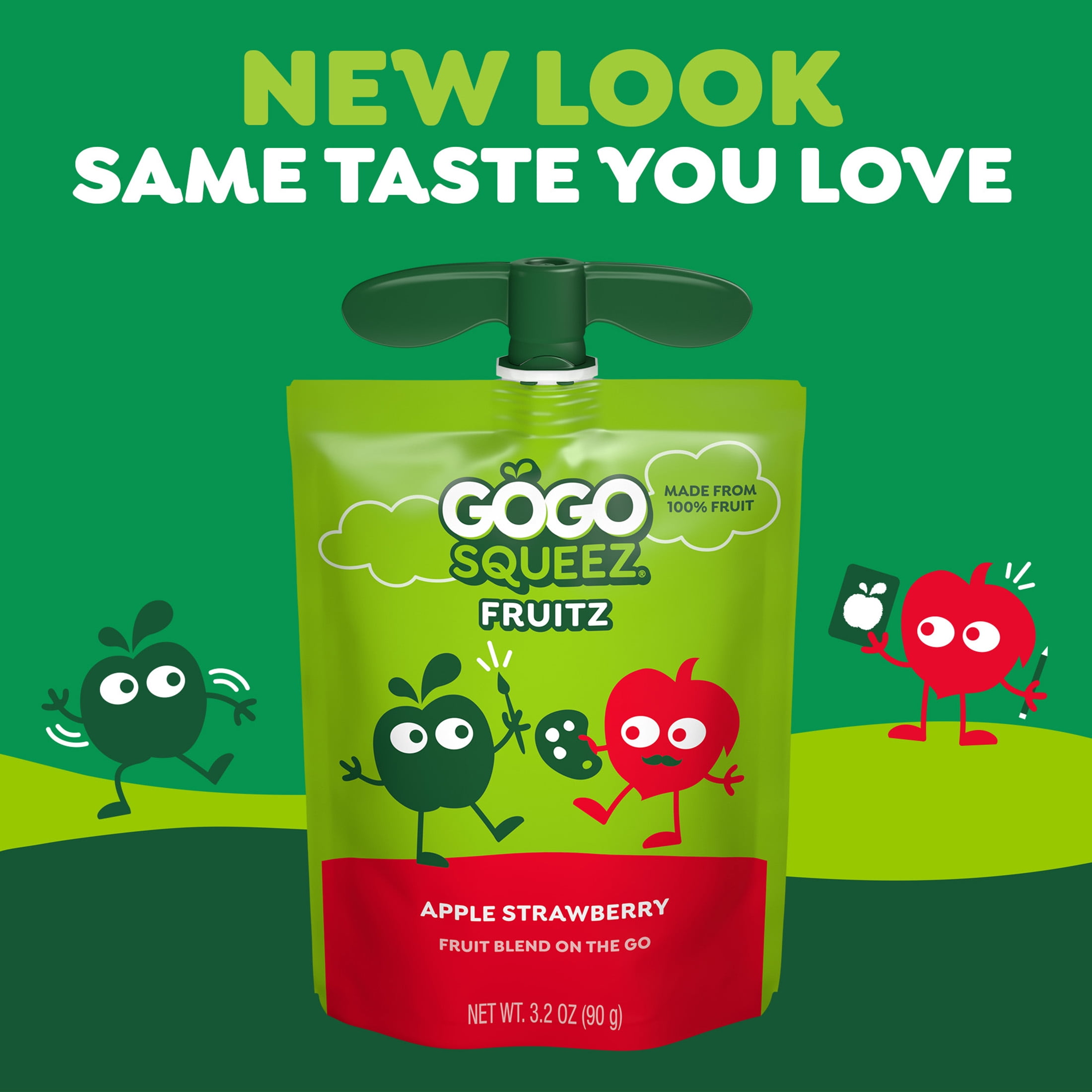 (4 pack) GoGo squeeZ No Sugar Added Apple Strawberry Applesauce Pouches, 3.2 oz (4 Pack)