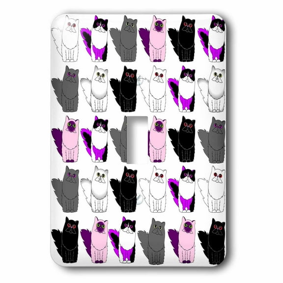 3dRose, Cute Cats Print Purple, single toggle switch
