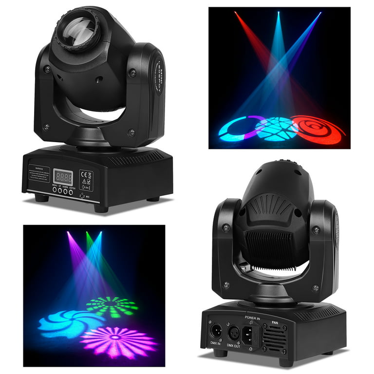 brochure falme erhvervsdrivende Moving Head Light 30W 8 Pattern 8 colors RGBW LED Black Strobe Stage Light  with DMX for DJ Party Disco,2 pack - Walmart.com