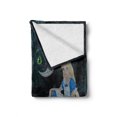 thumbnail image 2 of Alice in Wonderland Soft Flannel Fleece Throw Blanket, Alice Sitting on Branch and Chescire Cat in Darkness Cartoon Style, Cozy Plush for Indoor and Outdoor Use, 50" x 60", Multicolor, by Ambesonne, 2 of 6