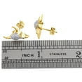 thumbnail image 4 of 10K Yellow Gold Diamond The Mad Bull Rock Studs 15mm Mens Pave Earrings 0.15 CT., 4 of 5
