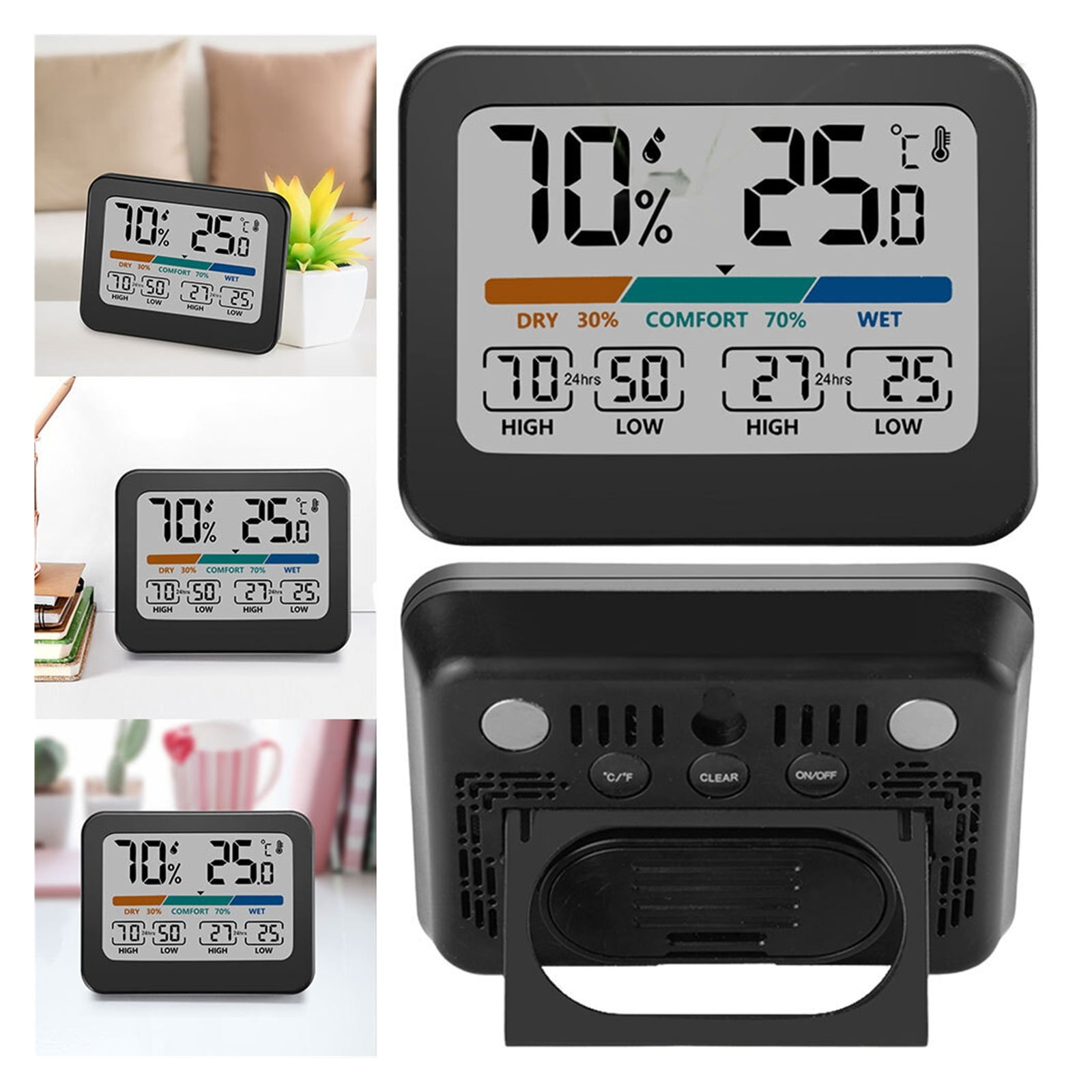 2PCS Digital Temperature Humidity Meter Room Thermometer Max Min Records for Home Office Bedroom ,Simple Operation