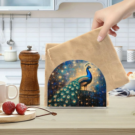 WOBOGO Starry Peacock Clear Acrylic Napkin Holder Kitchen Tissue Face Towel Cocktail Rack Bar Restaurant Dinner Paper Dispenser