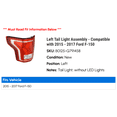 thumbnail image 2 of Left Tail Light Assembly - Compatible with 2015 - 2017 Ford F-150 2016, 2 of 2