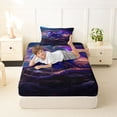 thumbnail image 4 of Feelyou Moon Stars Dragon Twin Sheet Sets for Boys, Glitter Magical Animal Bedding, Navy, 3 Pieces, 4 of 5