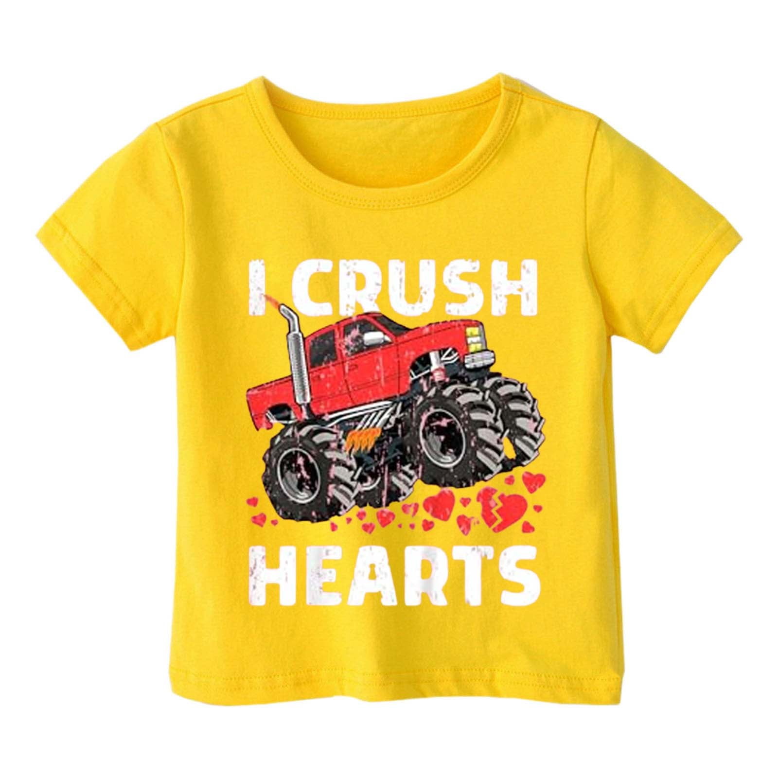 LRen Kids T Shirts for Boys Toddler Kids Crew Neck Short Sleeve Dinosaur Print T Shirt Cute Casual Back To School Clothes for Summer Daily Wear Yellow