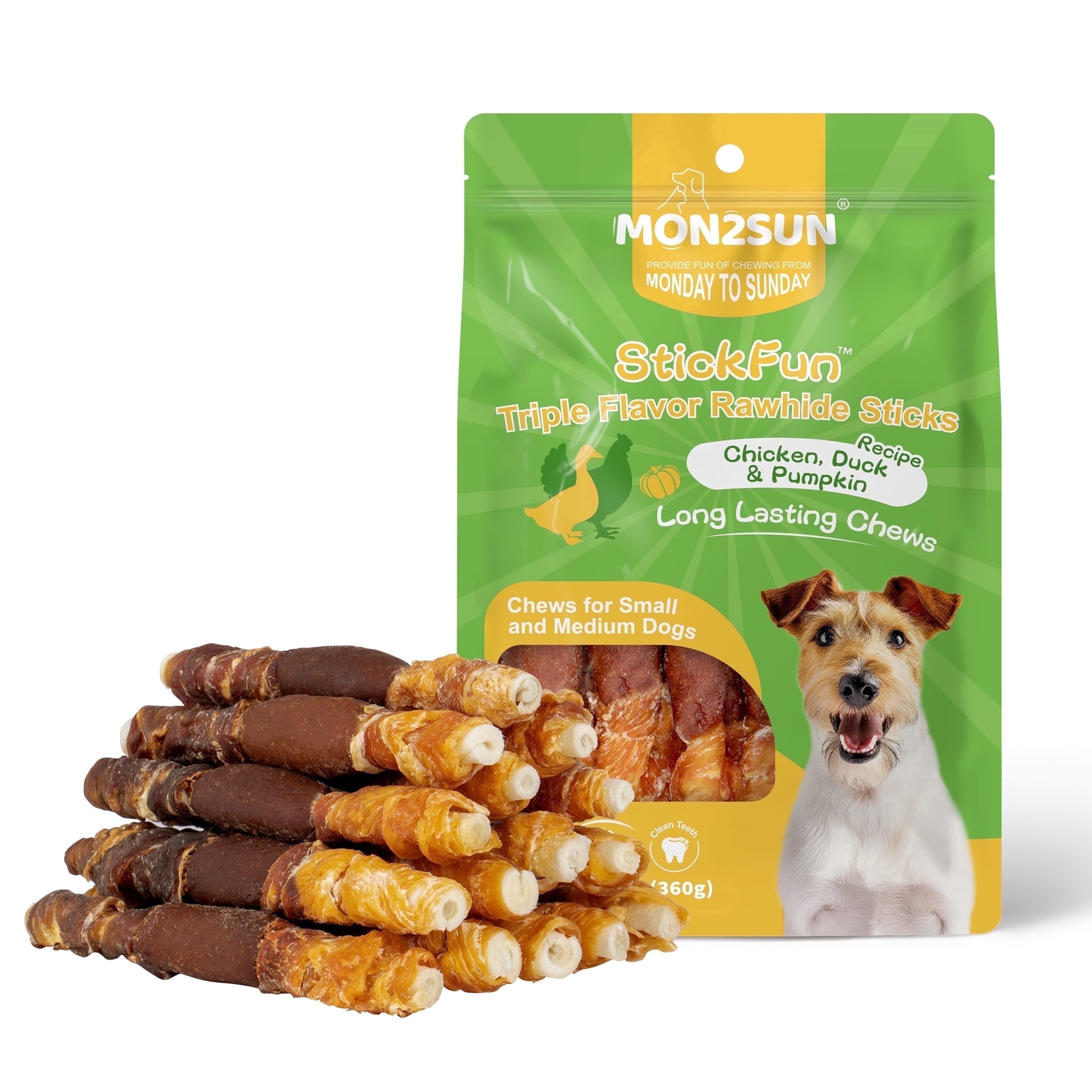 (2 pack) MON2SUN Chicken Liver Duck & Chicken Wrapped Rawhide Small Dog Treats, 13 oz (18 Count)