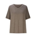 thumbnail image 5 of SDNall Oversized Tshirts for Women Solid Summer V-Neck Basic Casual Loose T-Shirt Womens Tops, 5 of 9