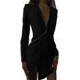 thumbnail image 4 of VISgogo Mini vestido para mujer, manga larga, cuello en V, cordones, abertura sólida, vestido irregular para fiesta de club VISgogo  moda, 4 of 9