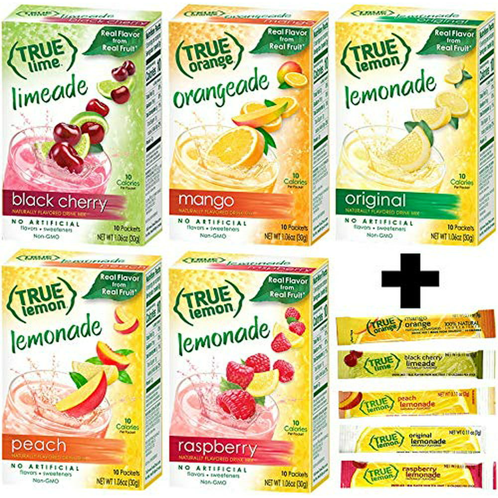 True Lemon Assorted Beverage Pack 5boxes 10ct Each With 5 Free Bonus