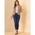 thumbnail image 3 of INSPIRE CHIC Blazer a rayas con cierre de botón y bolsillo con solapa con muesca para mujer Blanco Marrón S, 3 of 6
