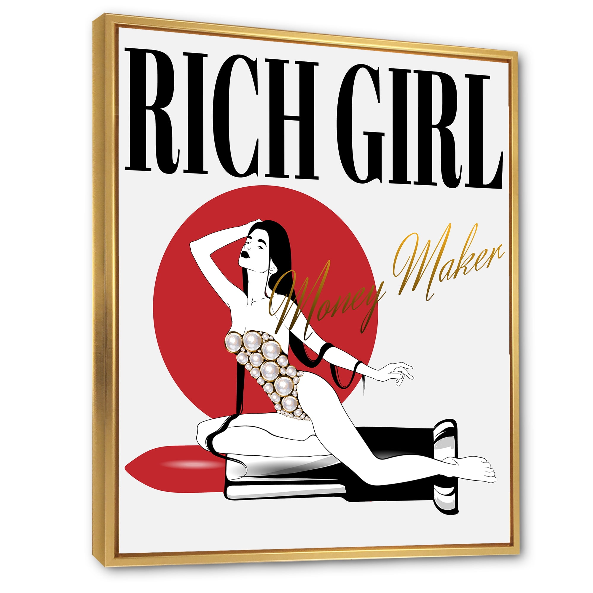 Woman In Swimsuit With Pomade 12 in x 20 in Framed Painting Canvas Art Print, by Designart