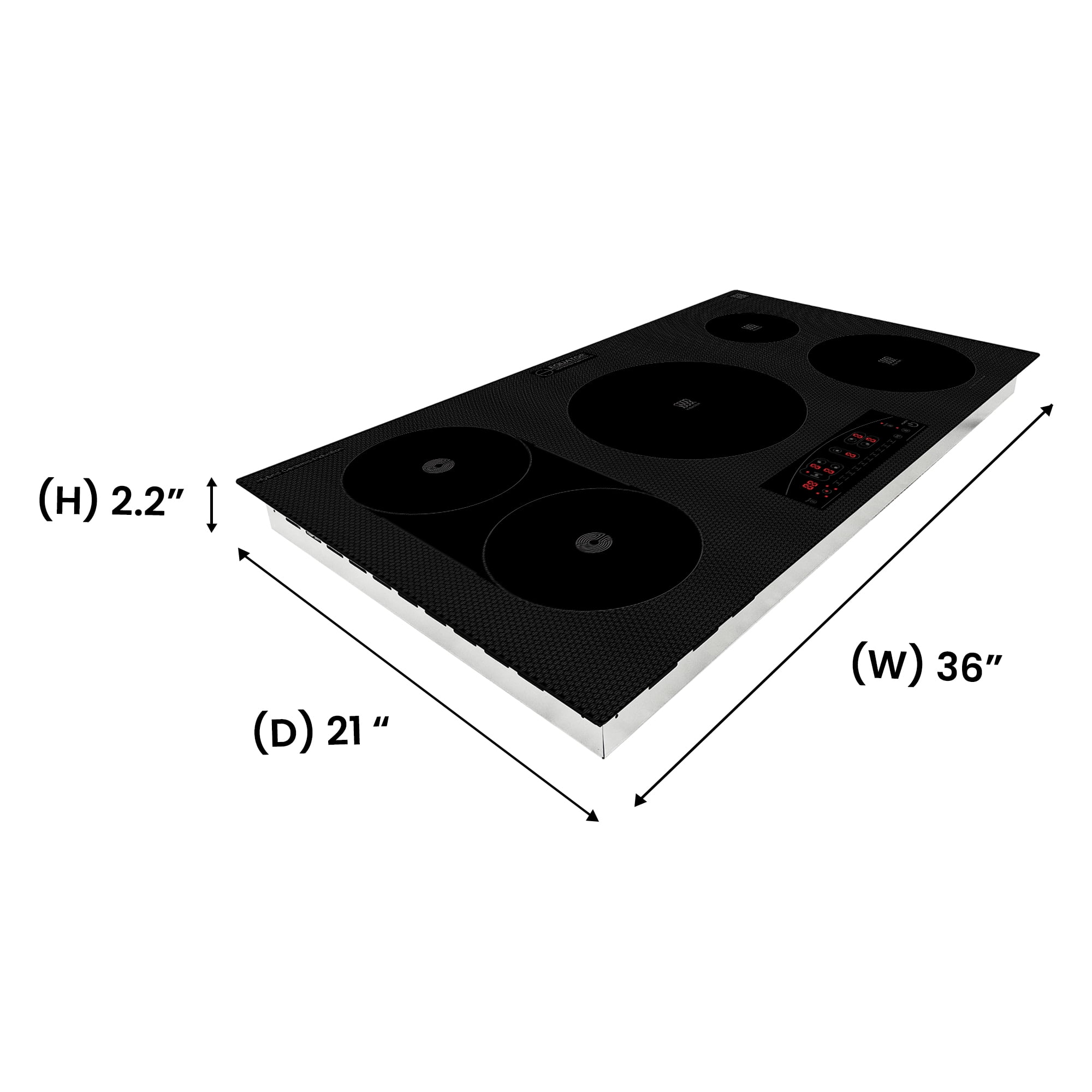 Equator Design 36" Electric Hybrid CERAMIC-INDUCTION 5 Burner Cooktop 220V
