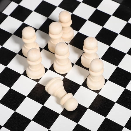 BESTYASH 50pcs Unfinished Wooden Chess Pieces Craft Game Set DIY Lotus Wood Pawns