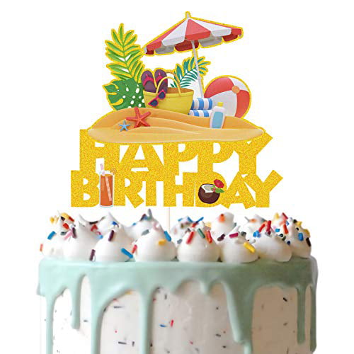 Icing Edible Cake Toppers Rock Beach ball NOVELTY SEASIDE HOLIDAY MIX STAND UP 