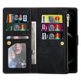 thumbnail image 2 of Case for iPhone 14 Plus Zipper Wallet Case, Large Capacity Card Slots Cash Hoider Zipper Pocket Premium PU Leather Flip Cover with Wrist Strap Magnetic Clasp Kickstand Shockproof Case,Black, 2 of 9