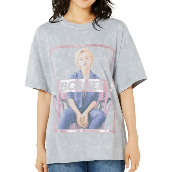 True Vintage Womens Boujee Graphic T-Shirt, Grey, Large