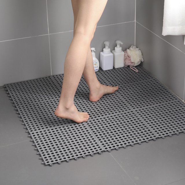 Alfombrilla antideslizante para baño, alfombrilla para ducha, alfombrilla para suelo totalmente extendida, hueca, sin fugas de olores, alfombrilla antideslizante para suelo con empalmes