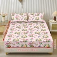 thumbnail image 2 of COEQINE Twin Size Sheet Set Cozy Fade Resistant 3 Pieces Bedding Sheet Set All Season Bottom Bedsheet with All Around Elastic for Home Decor, Easter Rabbit Tulip Butterfly Pink, 2 of 5