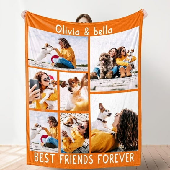 AISENIN Custom Photo Blanket Personalized Dog Cat Pet Friend Pictures Blankets for Family Friend Customized Christmas Birthday Gifts