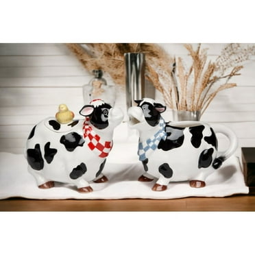 Ceramic Cow Sugar and Creamer Set Kitchen 5.6in
