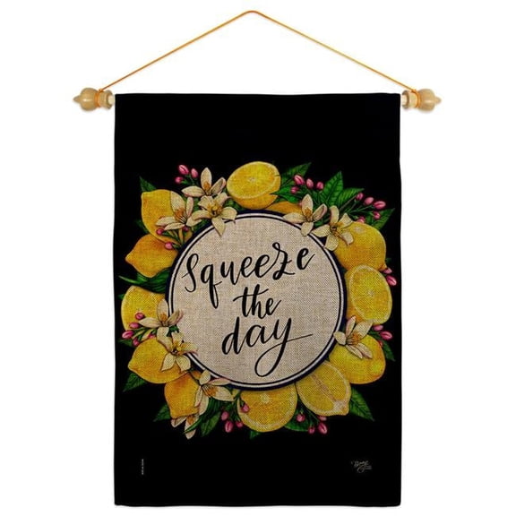 Breeze Decor GS120263-DB-05 Squeeze the Day Food Fruit 13 x 18.5. in. Double-Sided Decorative Vertical House Garden Flag Set for Decoration Banner Yard Gift
