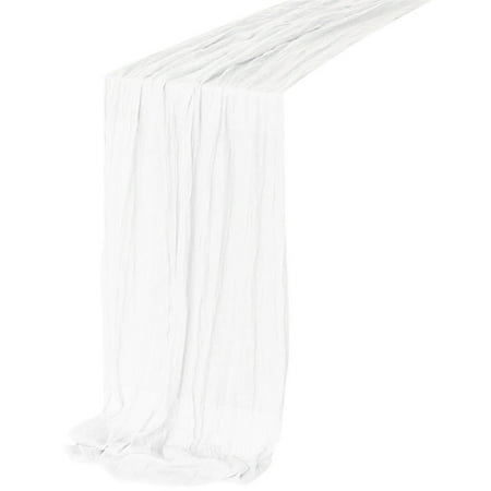 

YuanRX Cheesecloth Table Runner Cheese Cloth Tablecloth 90x300 Cm Table Runner For Wedding Decor Holiday Birthday Party Table Dining Room Dresser Decor Bali crepe table runner (90*300cm) *1