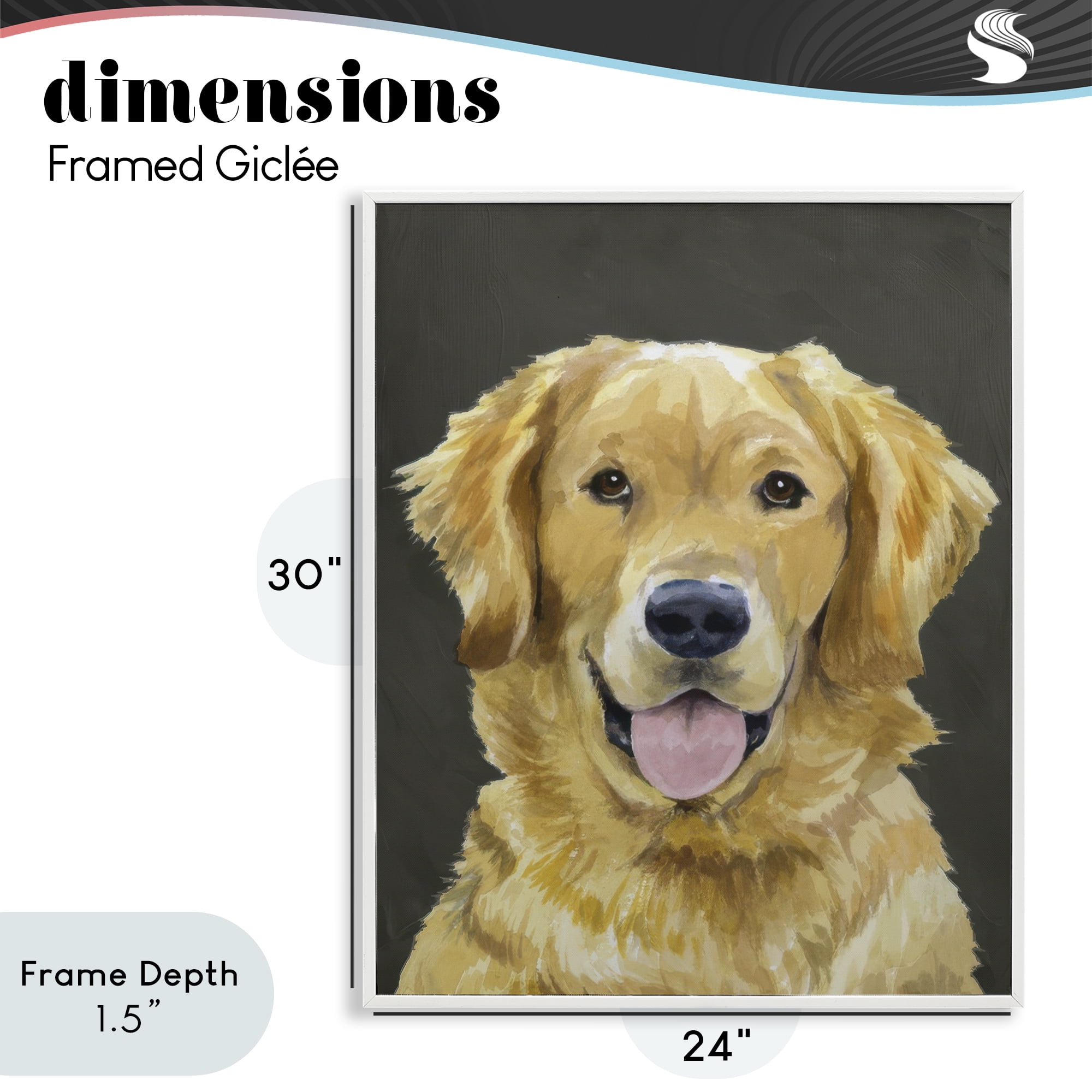 Stupell Industries Joyful Golden Retriever Portrait White Framed Giclee Art, design by Lil' Rue