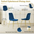thumbnail image 3 of 5-Piece 36" Round Glass Dining Set, Clear Tempered Glass Table & 4 Velvet Chairs with Stainless Steel Legs for Kitchen, Meeting Room, 3 of 8