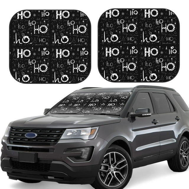 Fotbe Ho-Ho-Ho 2 2-Piece Car Windshield Sun Shade | Sun Blocker for Car Windshield | Foldable Automotive Interior Accessories for Sun Protection-Small