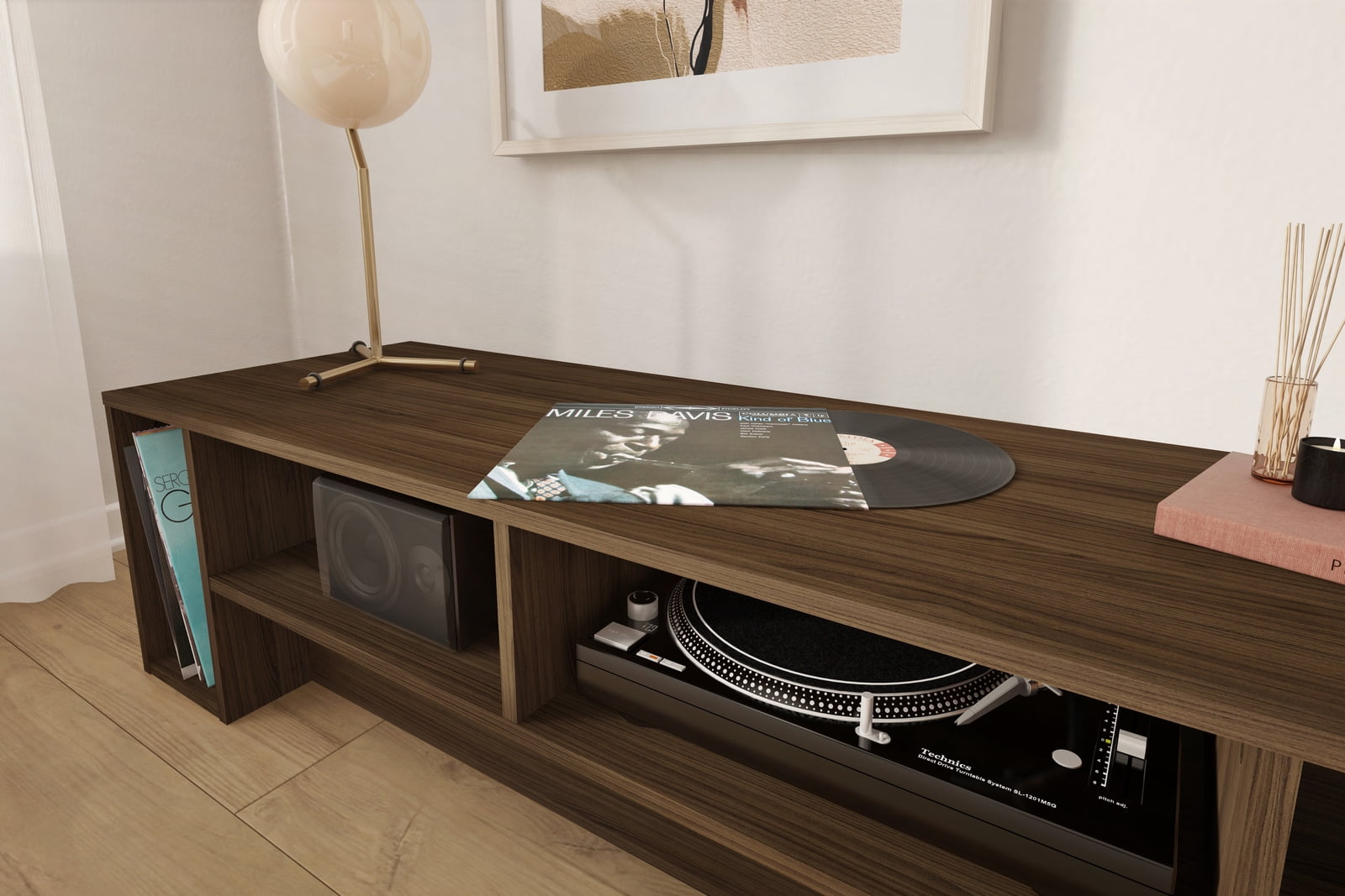Nexera Rustik TV Stand for TVs up to 80 inches, Walnut