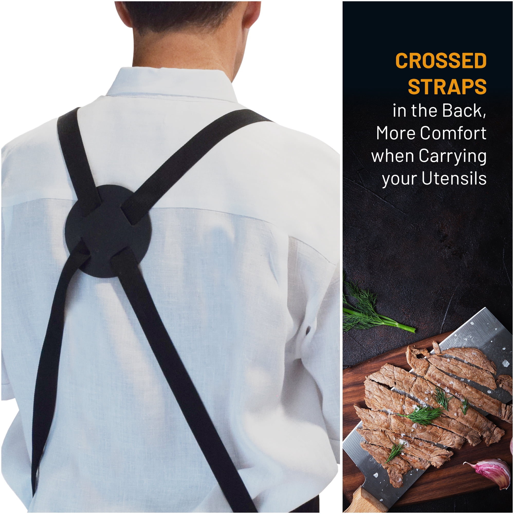 Kitchen Chef Apron for Men with Pockets | Professional Grade | Made for Cooking, Servers, Waitress , BBQ, Grill, Work, Comfortable with Cross Back Straps, Quick-Release | Aprons for Women with Pockets