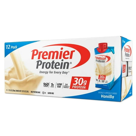 American Whey Protein - 30g Protein Shakes,11 Fluid Ounces, (Vanilla, Pack of 12) Premier Protein
