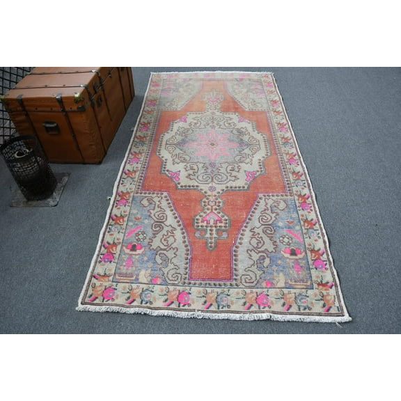 Turkish Rug, Vintage Rug, Area Carpet, Home Decor Rug, 47x96 inches Red Rug, Bohemian Indoor Carpet, Handwoven Floor Rugs, 12048