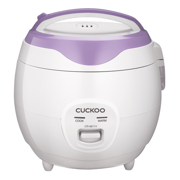 CUCKOO Basic Rice Cooker 6-Cup Uncooked / 12-Cup Cooked, Versatile Rice Maker with Non-Stick Inner Pot, Easy to Use, Auto Keep Warm, White/Purple (CR-0671V)