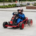 thumbnail image 2 of VOLTZ TOYS 24V Drift Go Kart for Kids, High-Speed Outdoor Electric Racer with Upgraded Dual 775 Motors, 13 km/h Motorized Ride-On Toy with Racing Seat Belt, Red, 2 of 8