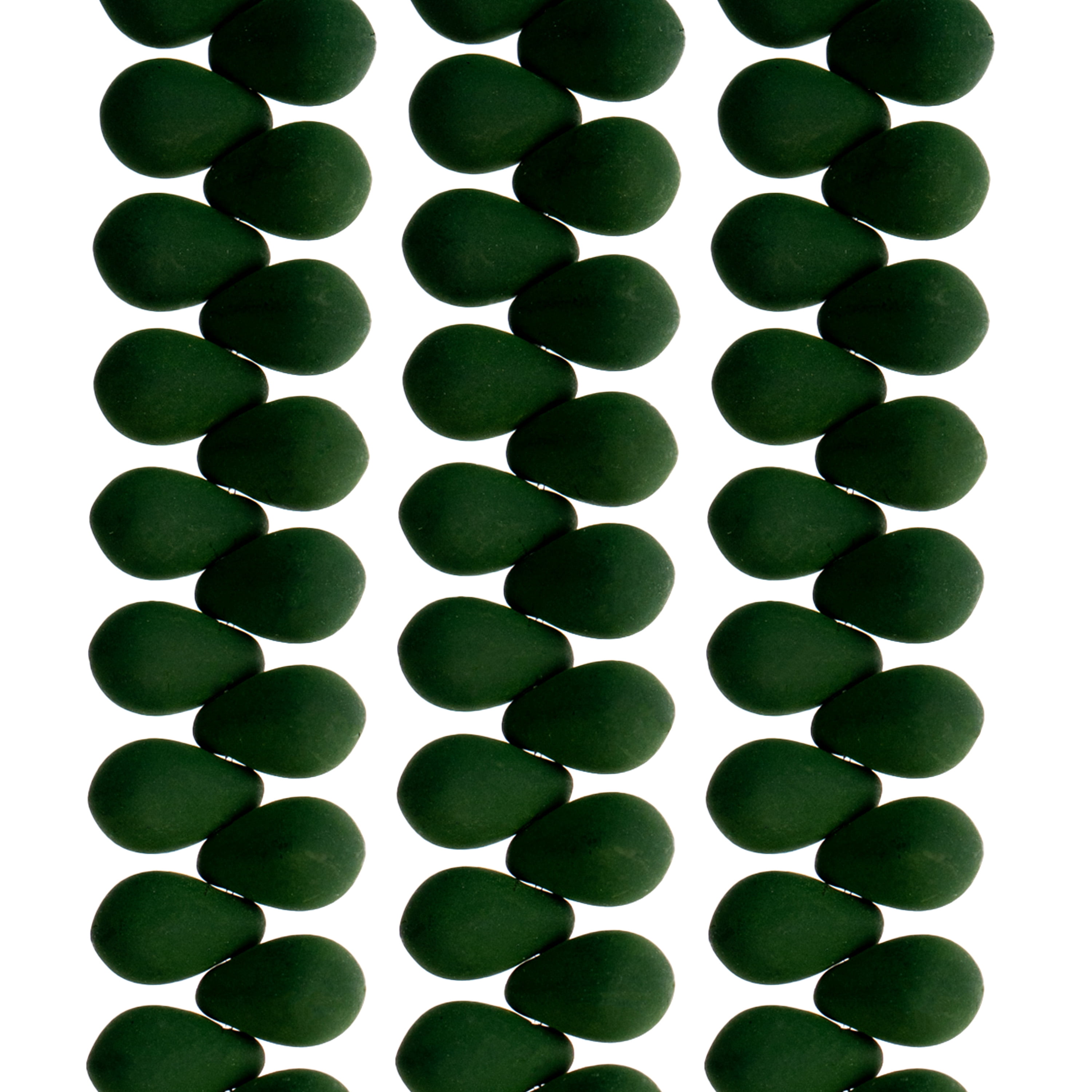 114pcs John Bead 6x9mm Czech Glass White Alabaster Dark Green Teardrop Bead Strands for DIY Jewelry Making Crafts
