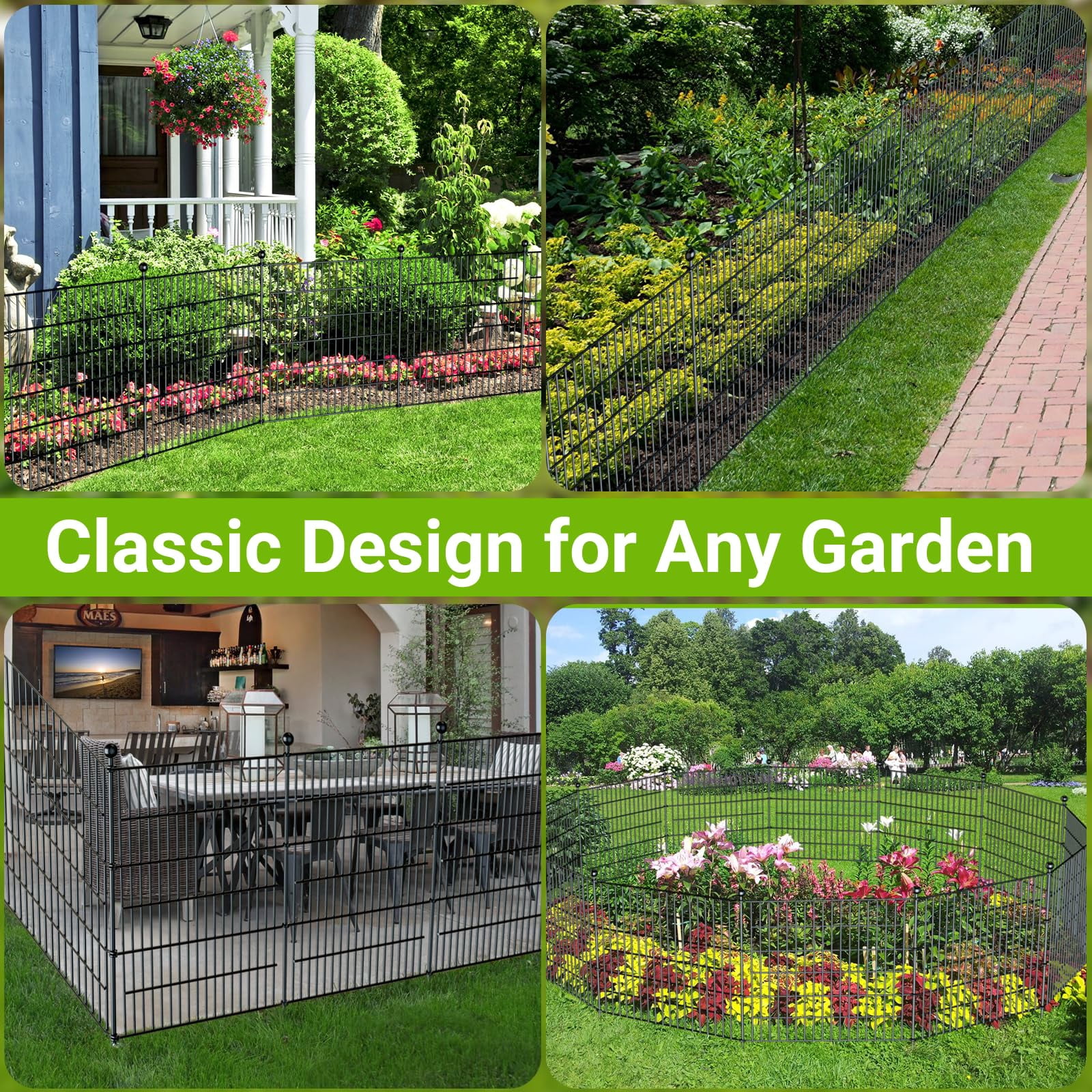 Decorative Garden Fence, No Dig Decorative Fence for Outdoor,Yard, Patio,32 in(H)  Animal Barrier Rustproof Metal Wire Panel,Temporary Dog Fence